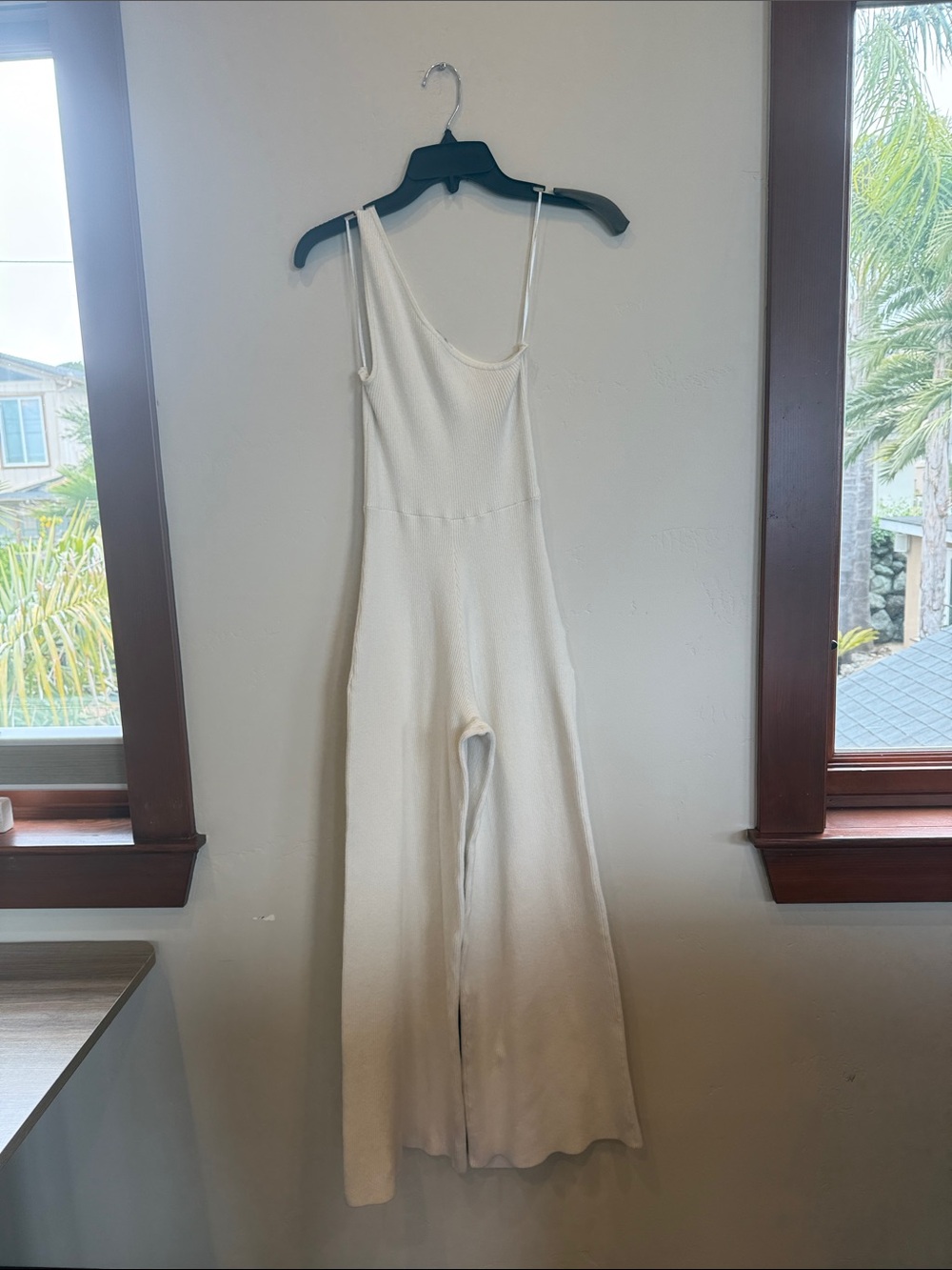 Free People Beach Waverly One Shoulder Sweater Jumpsuit in Ivory Size XS